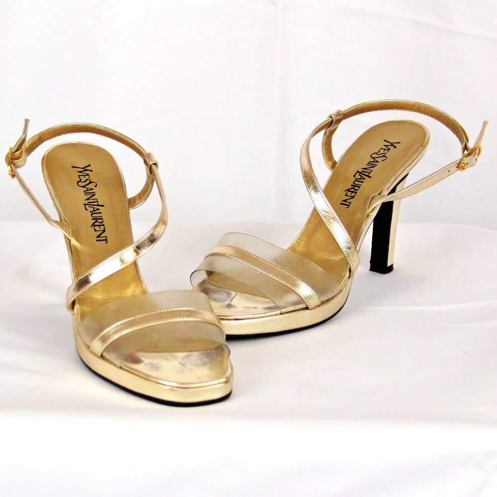 Yves Saint Laurent Strappy Gold Sandal / Evening